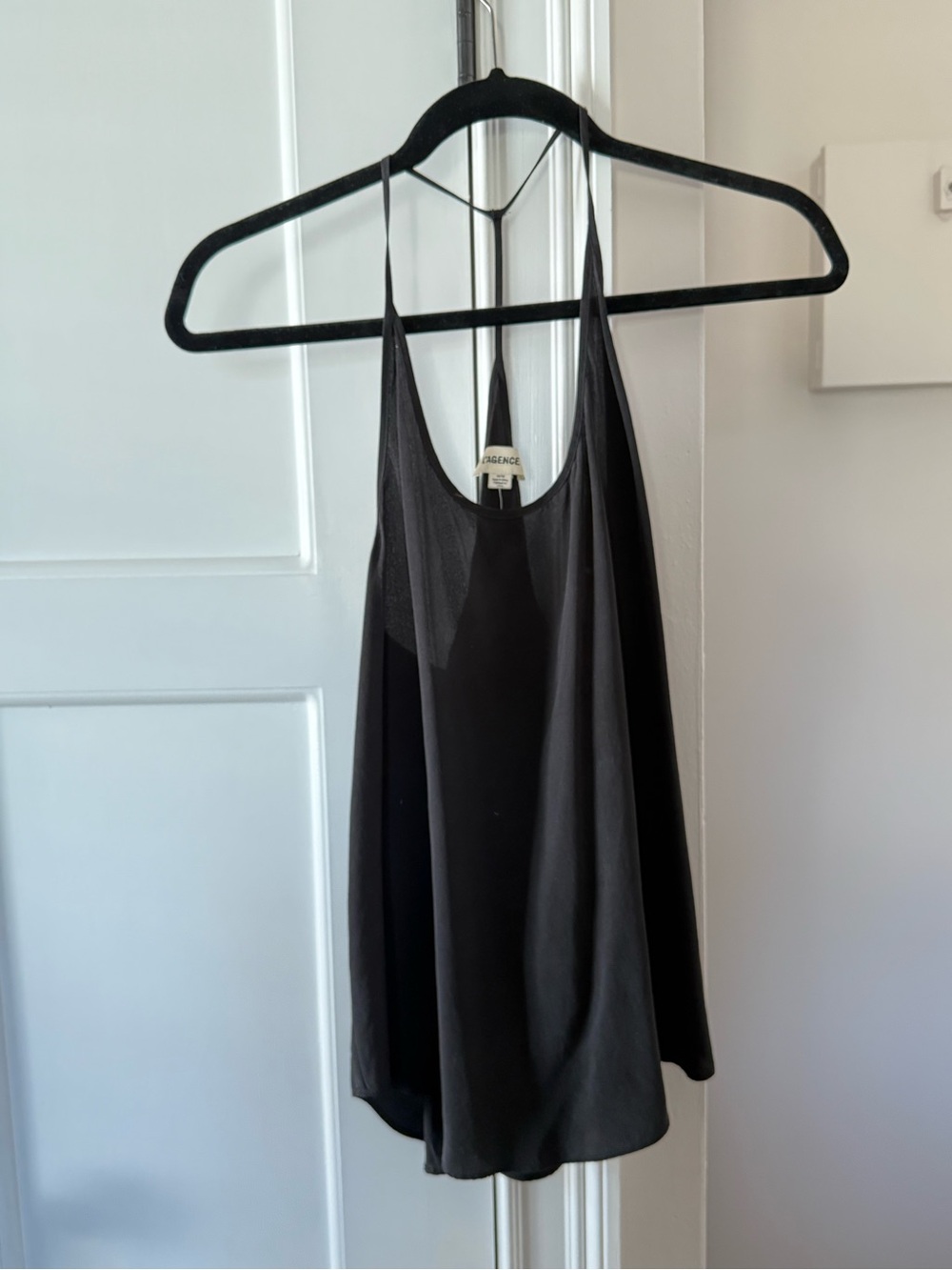 L'AGENCE Black Double-Strap Silk Cami